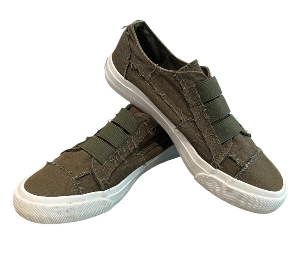 Blowfish Malibu Maura Womens 7.5 Olive Green Distressed Canvas Slip On Sneakers